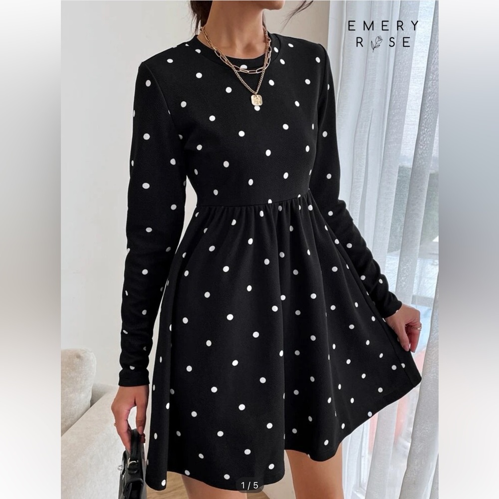 Flared Polka Dot Hem/Skater Dress